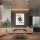Modern King of Hearts canvas art in a kitchen
