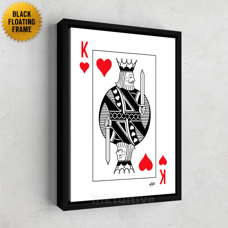 Modern King of Hearts framed canvas art