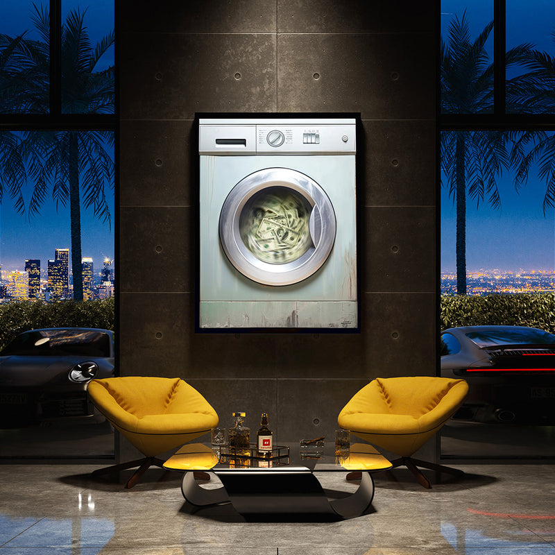Money Cycle Wall Art Luxury Interior Cash Laundry