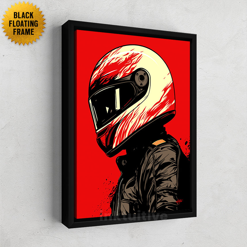 full face motorcycle racing helmet abstract The Essence of Speed with Inktuitive's Moto Helmet Canvas Art