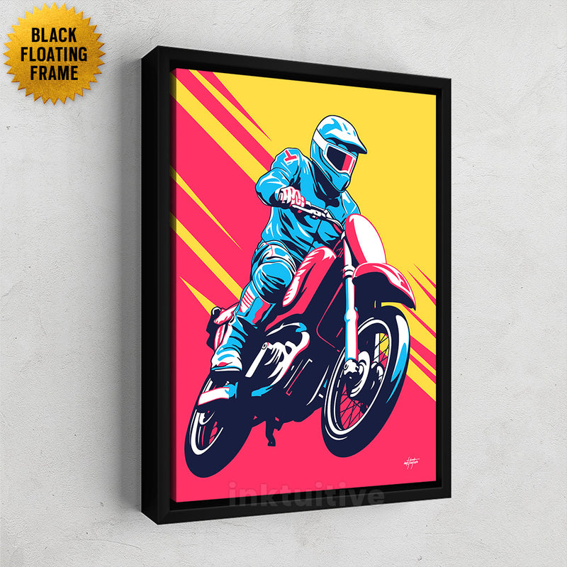Motorcycle moto dirtbike framed canvas art