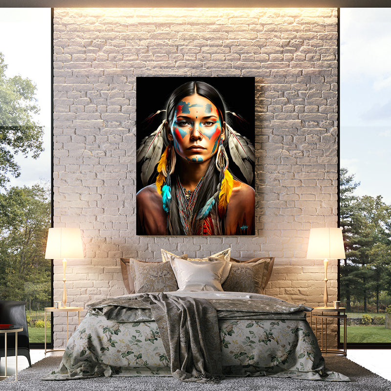 Native American female model wall decor bedroom