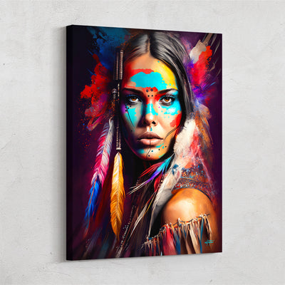 Native American woman vibrant wall art