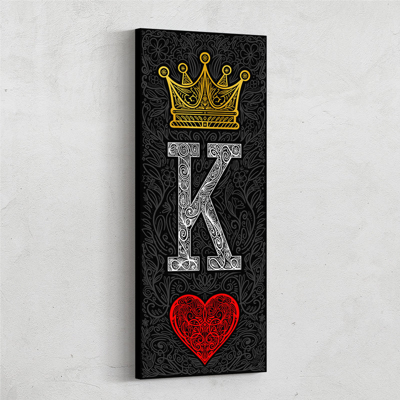 Ornate King of Hearts playing card wall art