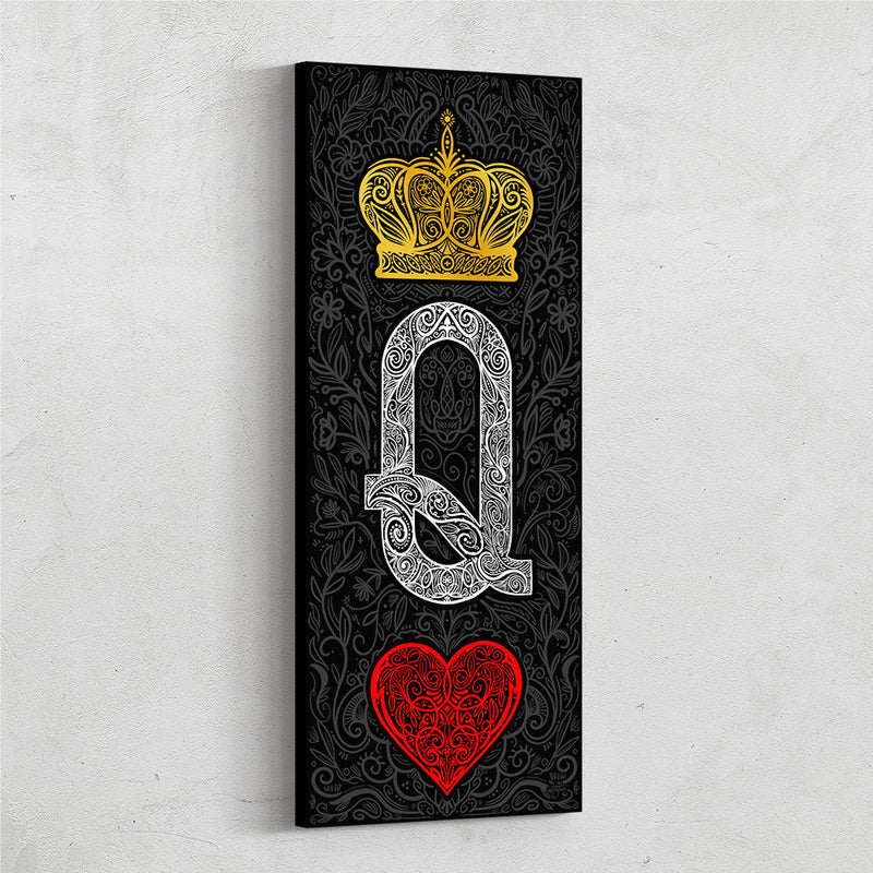 Ornate Queen of Hearts playing card wall art