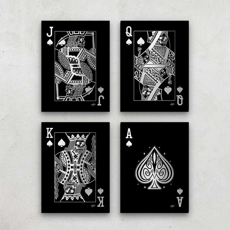 Platinum spades poker deck canvas art set
