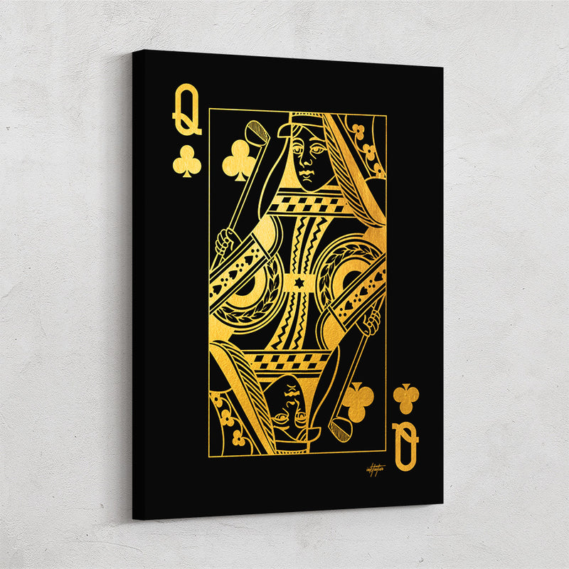 Queen of Clubs gold wall decor