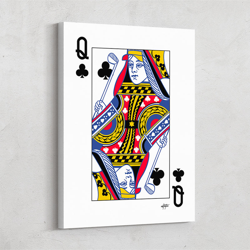 Queen of Clubs playing card with a golf twist