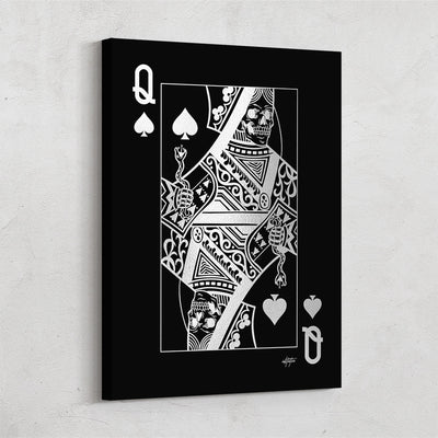 Queen of Spades black platinum playing card canvas art