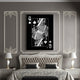 Queen of Spades platinum canvas art in a bedroom