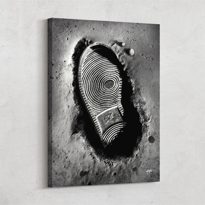Shoe imprint on moon canvas art