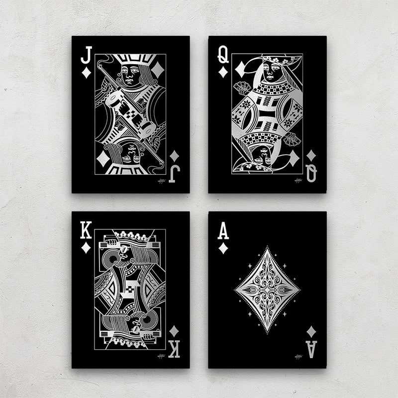 Silver Diamonds playing cards canvas wall art