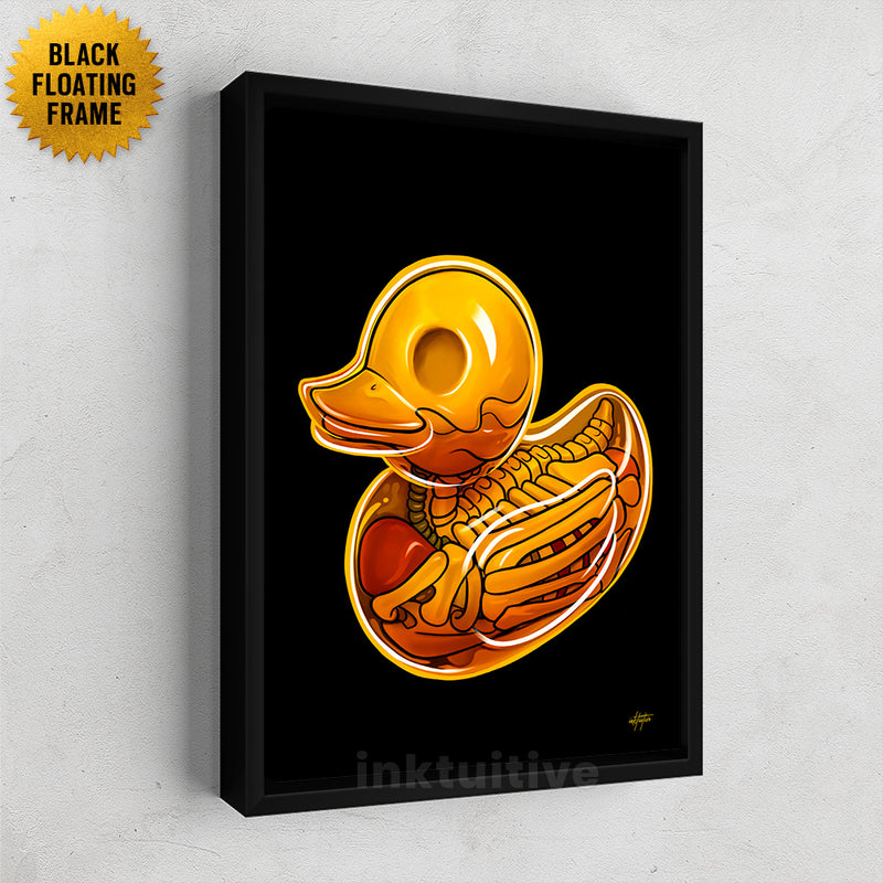Skeleton rubber ducky framed canvas art