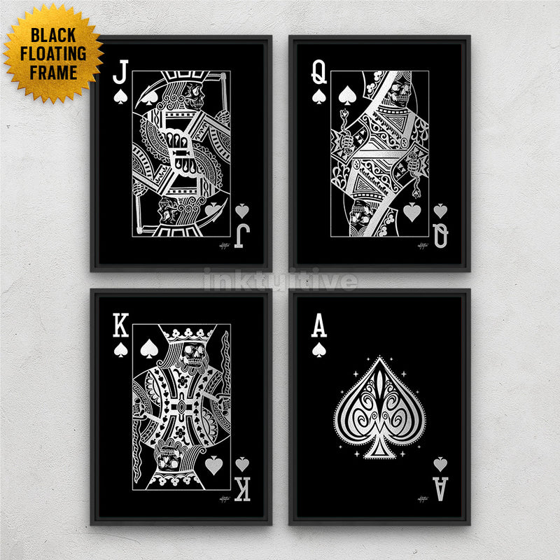 Spades platinum poker cards canvas art set