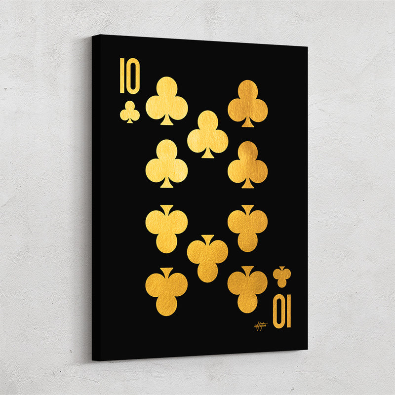 Ten Of Clubs Gold Wall Art