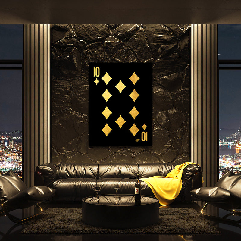 Ten Of Diamonds Gold Wall Art Living Room