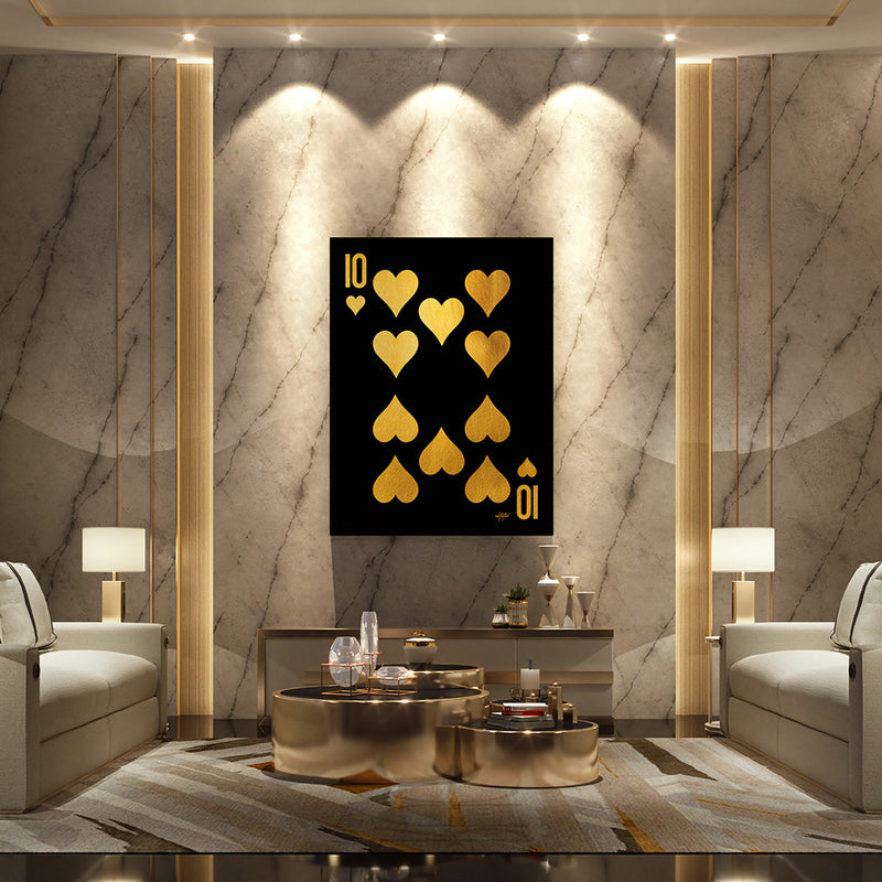 Ten Of Hearts Gold Wall Art Living Room