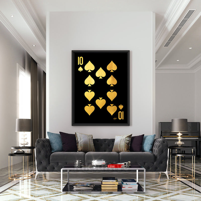 Ten Of Spades Gold Wall Art Living Room