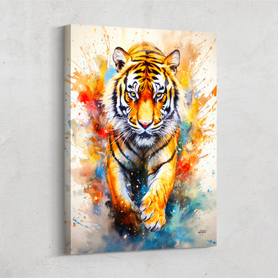 Tiger burst watercolor canvas art