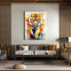 Tiger burst colorful animal canvas art in a living room