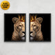 Two-piece framed wall art set lioness with crown