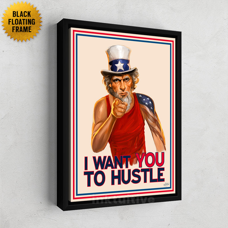 Uncle Sam Hustle framed canvas art