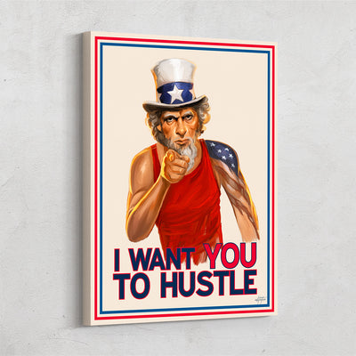 Uncle Sam Hustle propaganda canvas art