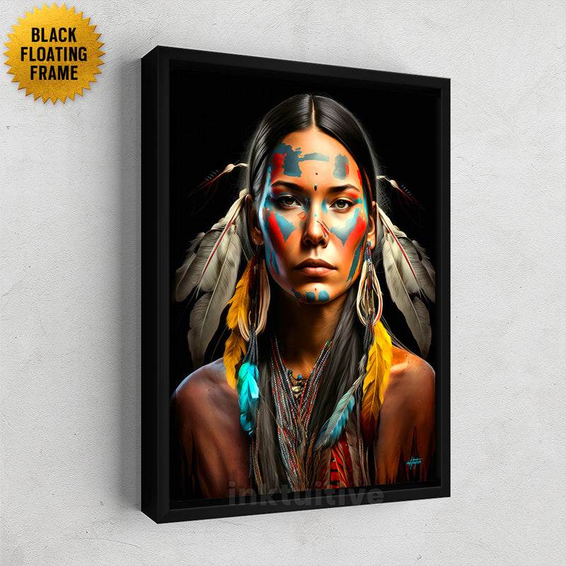 Vibrant Native American Woman wall decor framed
