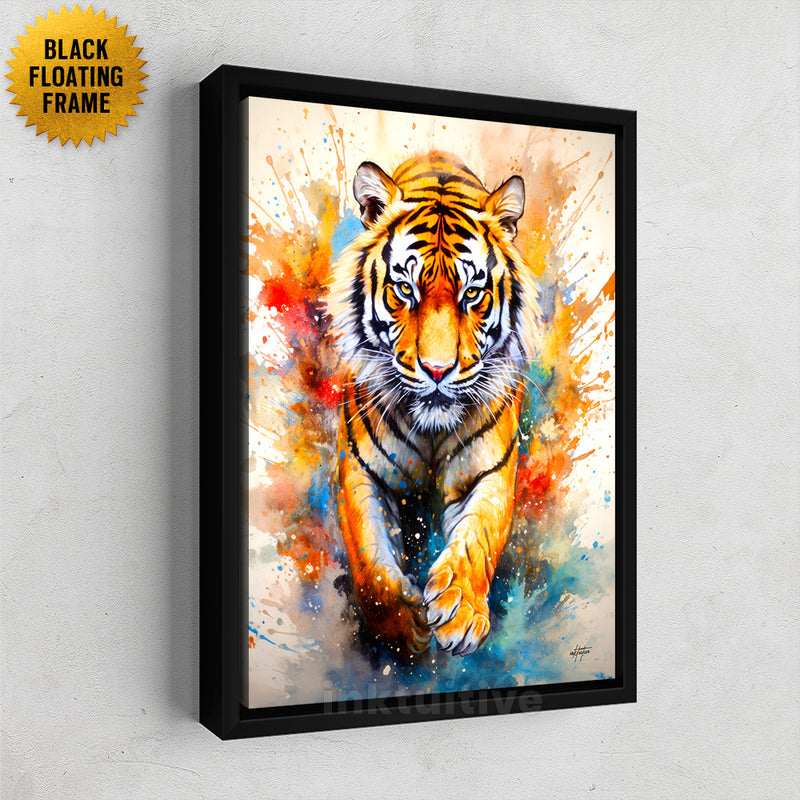 Watercolor tiger canvas art framed
