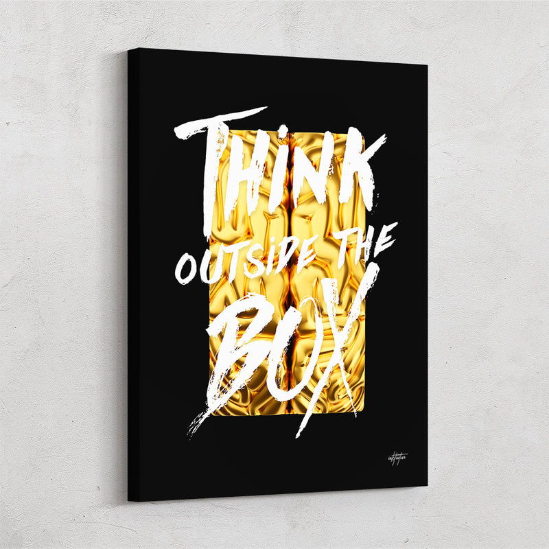 "Think Outside The Box" motivational wall art.