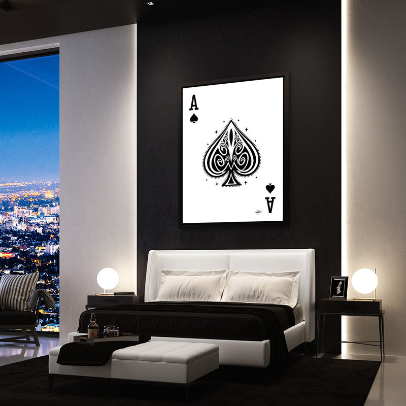 Blank Playing Card Ace Spades Canvas Print