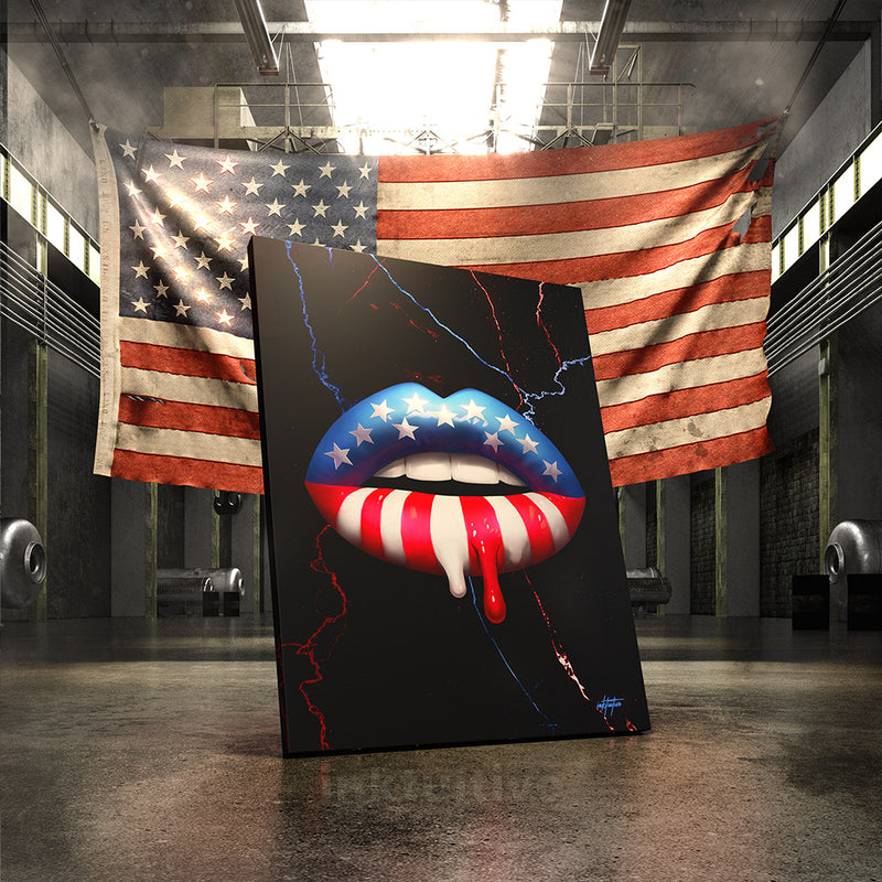 american flag patriotic lips wall art prints