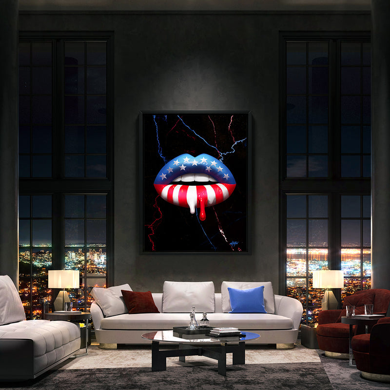 american flag wall art print in luxury condo