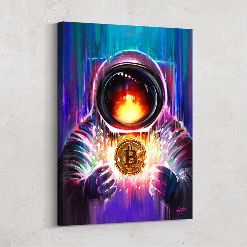 bitcoin spaceman vibrant inspirational wall art