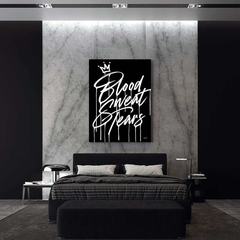 "Blood Sweat Tears", canvas art for luxury bedroom.