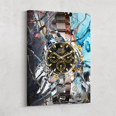 Blue abstract marble, modern canvas art of Rolex
