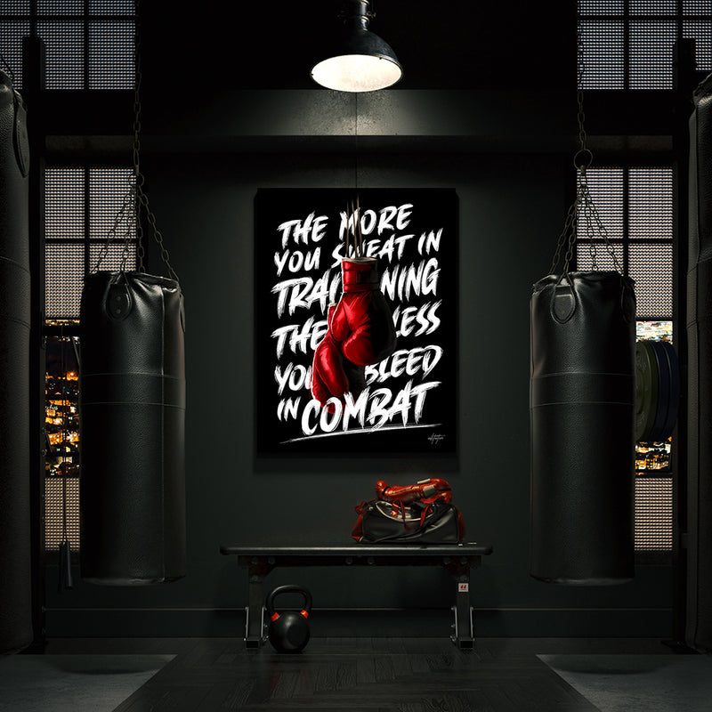 Boxing glove motivational quote wall art for gym and fitness.