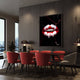 Canadian lips art in designer dining room