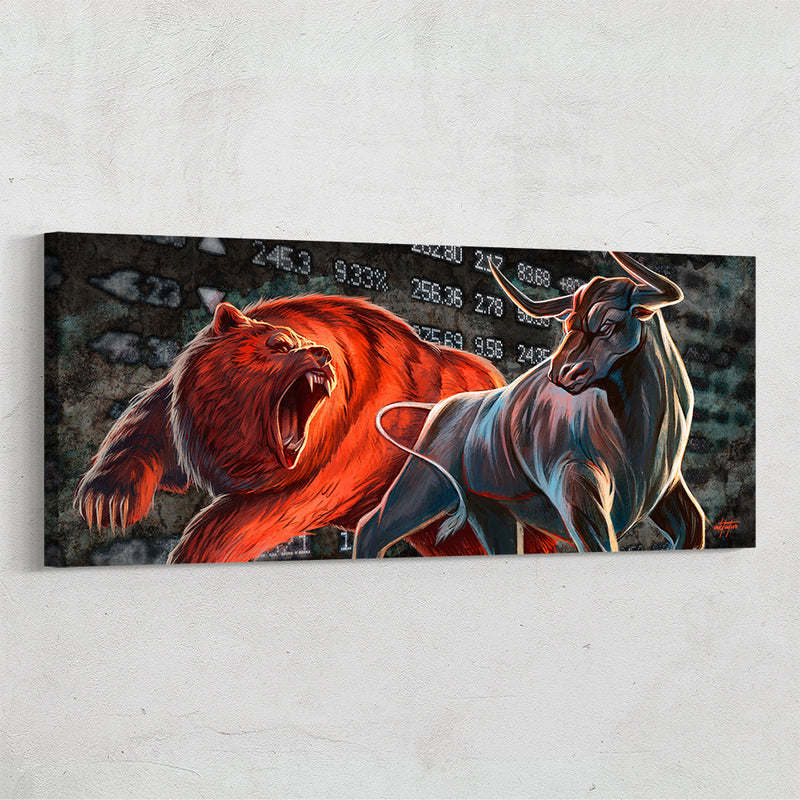 Canvas wall art for day trader with Bull Bear