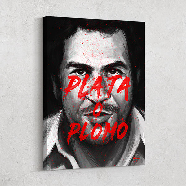 Chilling Pablo Escobar Canvas Wall Art: Plata o Plomo