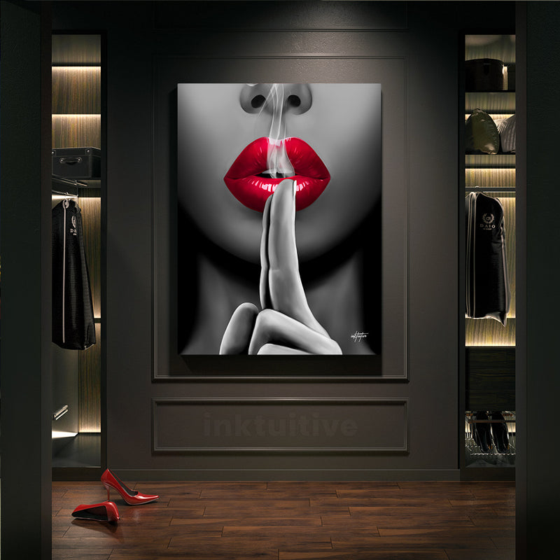 canvas wall art smoking kiss in walk in closet