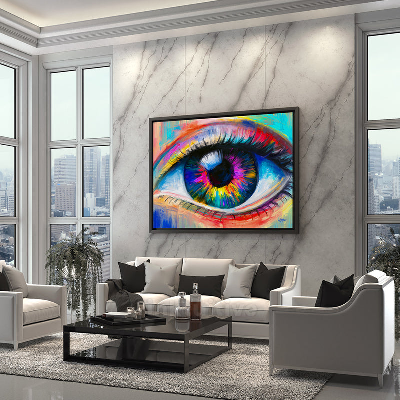 Colorful eye wall decor for living room.