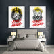 Couples bedroom motivational art of King and Queen, Lion and Lioness.
