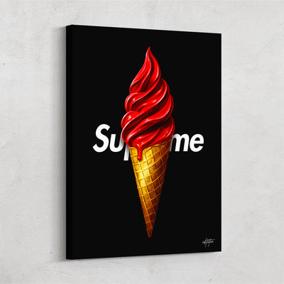 Cream Supreme - red and gold ice cream cone wall art.