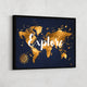 Explore, world map wall decor.