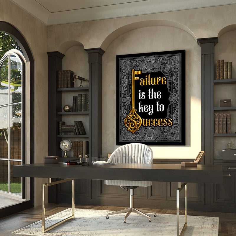 "Failure is the key to success", motivational art for office.