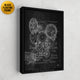 Gears of Success, black and white wall art with black floating frame.