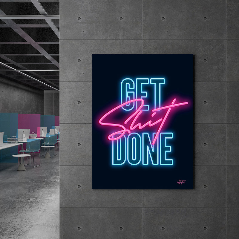 Get Shit Done neon motivational canvas wall art print