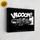 Grey mustang wall art with floating frame.