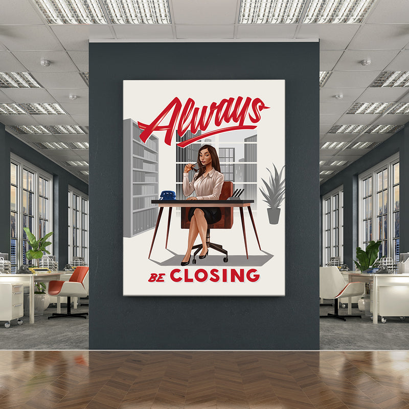 Inktuitive always be closing ABCs sales woman motivational wall canvas art